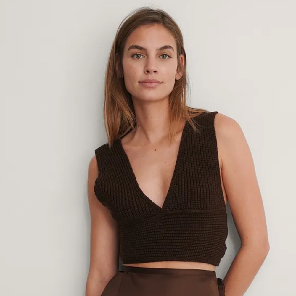 NA-KD knitted wrap top